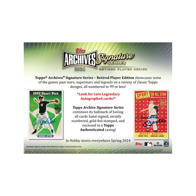 2024 Topps Archives Signature Series Retired Player Edition Baseball 20 Box Case