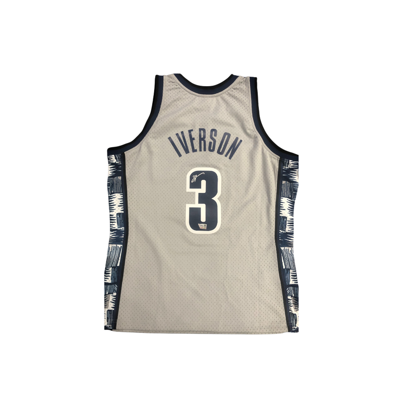 Allen Iverson Georgetown Hoyas Autographed Grey Replica Jersey Fanatics COA