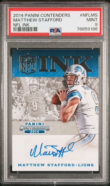 Matthew Stafford 2014 Panini Contenders NFL Ink autograph PSA 9
