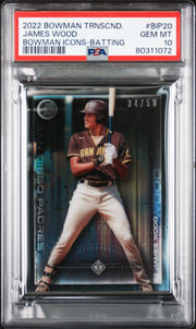 James Wood 2022 Bowman Transcendent Collection Bowman Icons /50 Hands Down PSA 10
