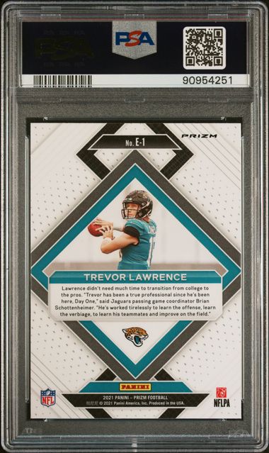 Trevor Lawrence 2021 Panini Emergent Green Ice Prizm RC PSA 10