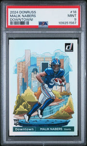 Malik Nabers 2024 Panini Donruss Downtown rookie card PSA 9