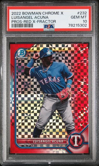 Luisangel Acuna 2022 Bowman Chrome X Red X-Fractor #'d 1/3 PSA 10