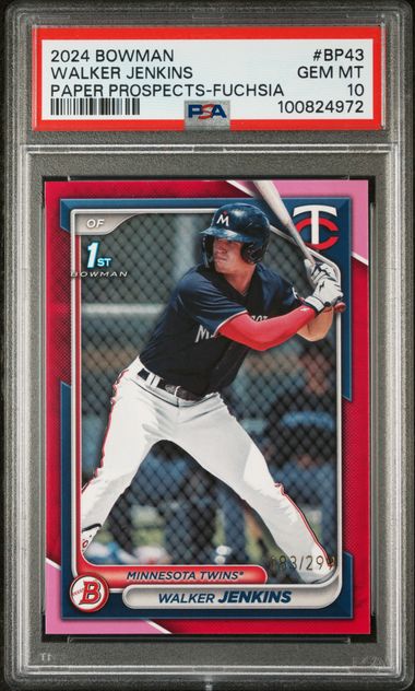 Walker Jenkins 2024 1st Bowman Paper Fuchsia #'d 183/299 PSA 10