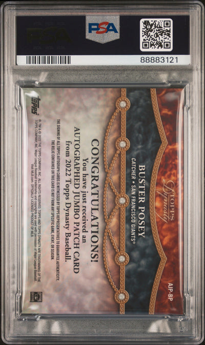 Buster Posey 2022 Topps Dynasty autograph jumbo patch #'d 4/5 PSA 8 AUTO 10