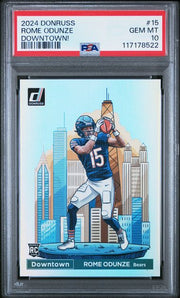 Rome Odunze 2024 Panini Donruss Downtown SP PSA 10 RC
