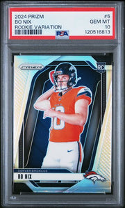 Bo Nix 2024 Panini Prizm Rookie Variation Silver Prizm PSA 10