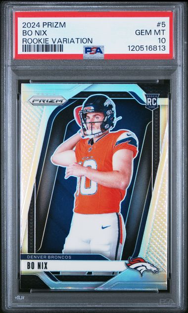 Bo Nix 2024 Panini Prizm Rookie Variation Silver Prizm PSA 10