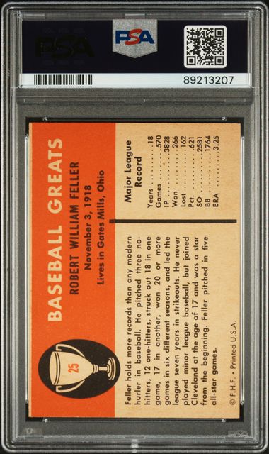 Bob Feller 1961 Fleer #25 PSA 4