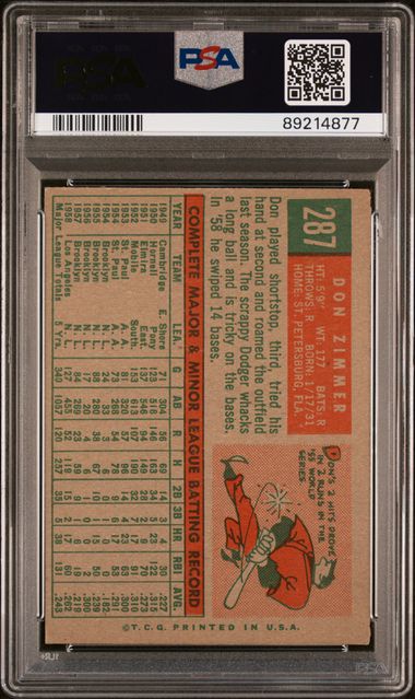 Don Zimmer 1959 Topps #287 PSA 5