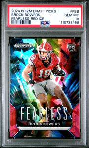 Brock Bowers 2024 Panini Prizm Draft Picks Fearless red ice prizm RC PSA 10