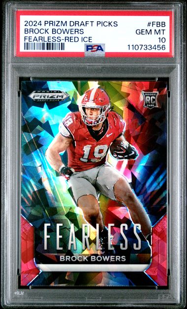 Brock Bowers 2024 Panini Prizm Draft Picks Fearless red ice prizm RC PSA 10
