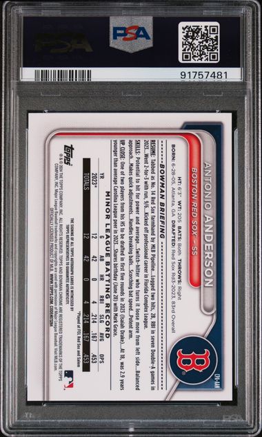 Antonio Anderson 2024 Bowman Chrome Prospect Autograph PSA 10