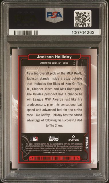 Jackson Holliday 2024 Topps Chrone Cosmic Planetary Pursuit Mercury PSA 9