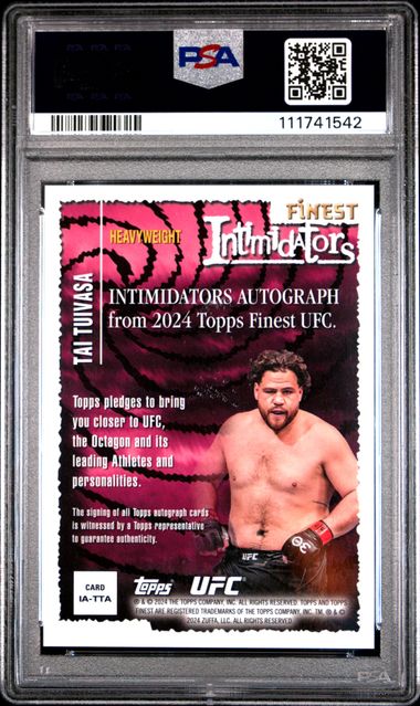 Tai Tuivasa 2024 Topps Finest UFC Intimidations Autograph Gold #'d 01/50 PSA 9