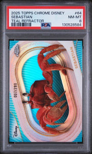 Sebastian 2025 Topps Chrome Disney Teal Refractor #'d 007/299 PSA 8