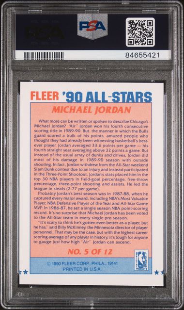 Michael Jordan 1990 Fleer All Stars #5 PSA 9