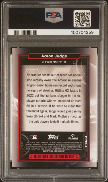 Aaron Judge 2024 Topps Chrone Cosmic Planetary Pursuit Mercury PSA 9