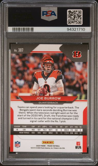 Joe Burrow 2020 Panini Prizm #307 RC PSA 10