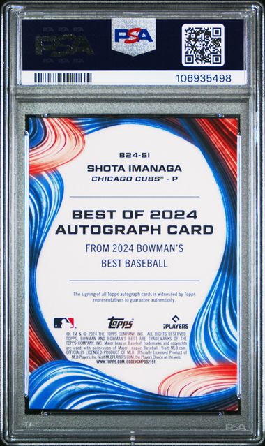 Shota Imanaga 2024 Bowman's Best Best of 2024 Auto Mini Diamond RC PSA 9