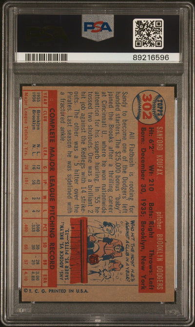 Sandy Koufax 1957 Topps #302 PSA 6