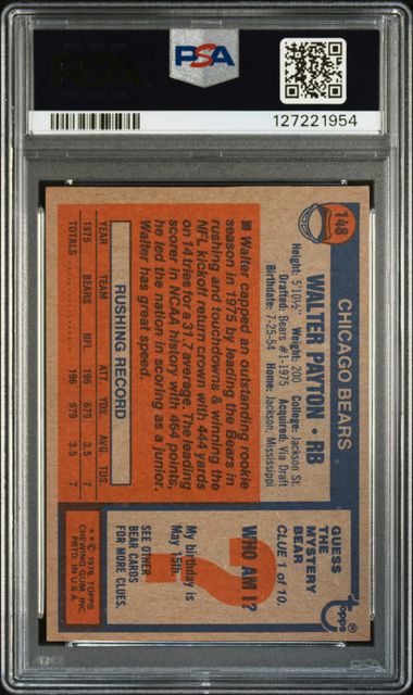 Walter Payton 1976 Topps #148 PSA 6 RC