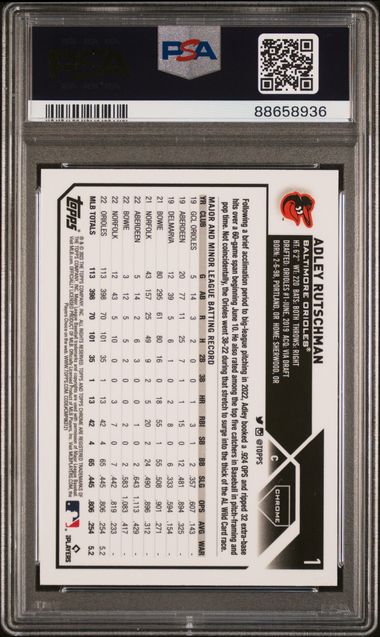 Adley Rutschman 2023 Topps Chrome rookie card PSA 9