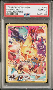 Pikachu 2023 Pokemon Crown Zenith Full Art #160/159 PSA 10