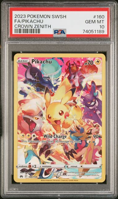 Pikachu 2023 Pokemon Crown Zenith Full Art #160/159 PSA 10
