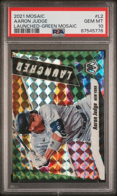Aaron Judge 2021 Panini Mosaic Launched Green Mosaic PSA 10