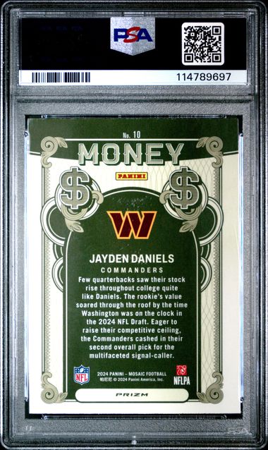 Jayden Daniels 2024 Panini Mosaic Money SSP RC PSA 9