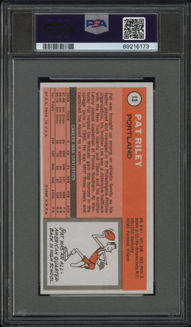 Pat Riley 1970 Topps #13 PSA 8