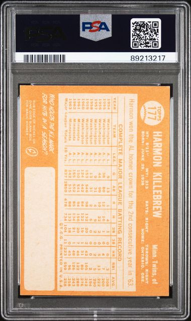 Harmon Killebrew 1964 Topps #177 PSA 8