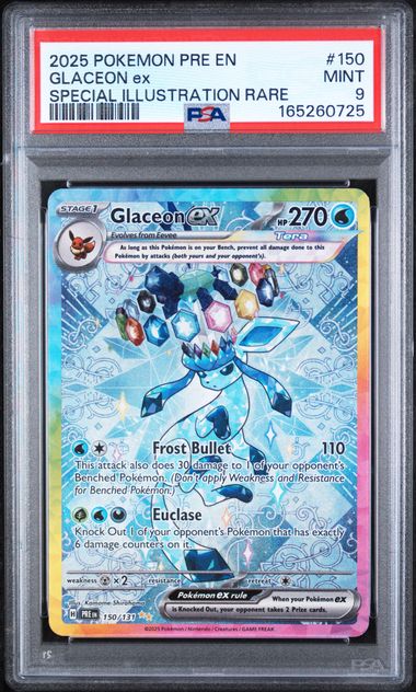 Glaceon ex Pokemon Prismatic Evolutions Special Illustration rare #150/131 PSA 9
