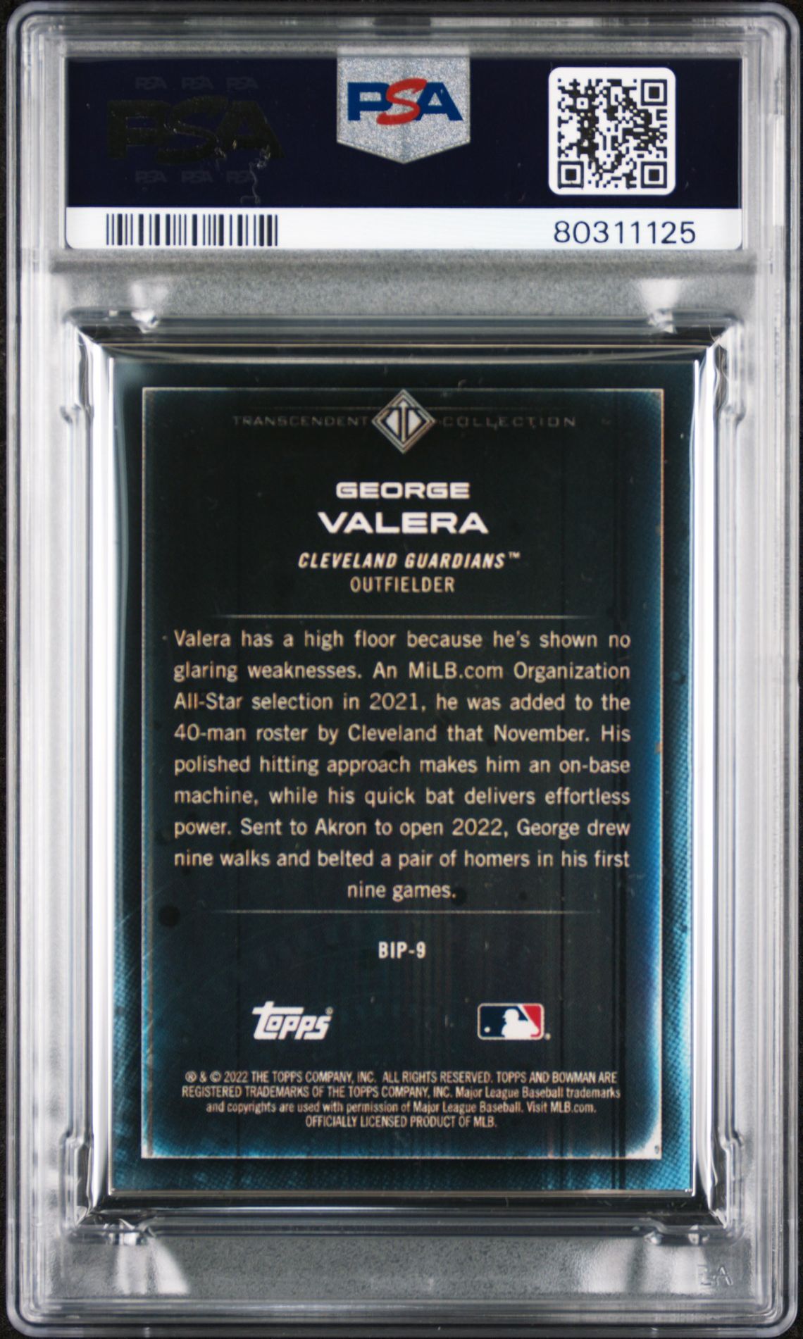 George Valera 2022 Bowman Transcendent Collection Bowman Icons /50 Batting PSA 10