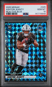 Ashton Jeanty 2025 Panini Mosaic Reactive Blue Rookie PSA 10