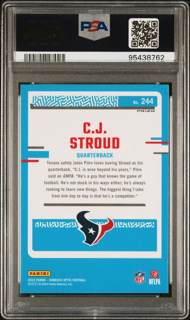 C.J. Stroud 2023 Panini Donruss Optic Blue Hyper Rated Rookie PSA 9