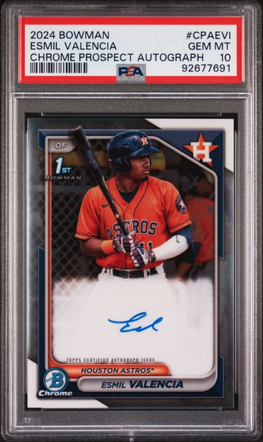 Esmil Valencia 2024 Bowman 1st Bowman Chrome Autograph PSA 10