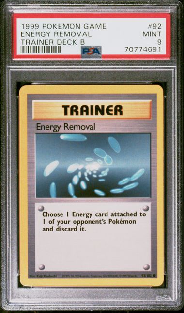 Energy Removal 1999 Pokemon Base Set Trainer Deck B #92/102 PSA 9