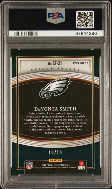 DeVonta Smith 2022 Panini Select Future gold prizm 