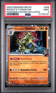 Rocket's Tyranitar Pokémon 2025 Destined Rivals Pokemon Center Exclusive #096/182 PSA 9