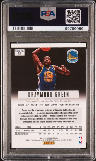 Draymond Green 2012 Panini Prizm autograph rookie card PSA 8 AUTO 10