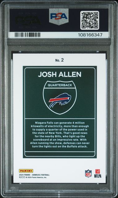 Josh Allen 2024 Panini Donruss Downtown #2 PSA 9