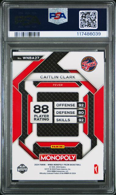 Caitlin Clark 2024 Panini Prizm Monopoly WNBA Insert PSA 10