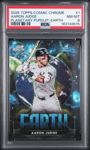 Aaron Judge 2025 Topps Cosmic Chrome Planetary Pursuit Earth PSA 8