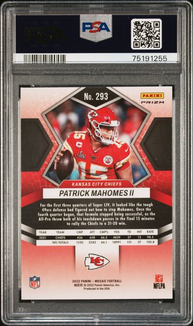 Patrick Mahomes II 2022 Panini Mosaic Camo Pink PSA 10