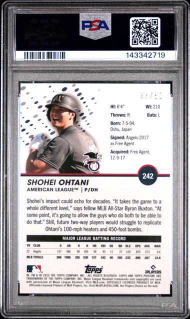 Shohei Ohtani 2023 Topps Pristine gold refractor #'d 44/50