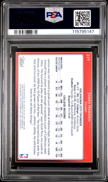James Harden 2009 Topps Rookie PSA 8