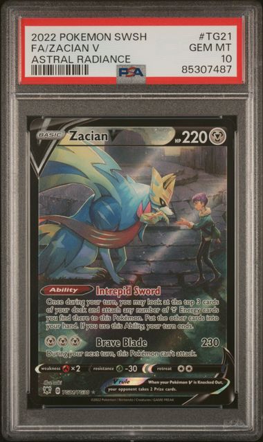 2022 Pokémon Astral Radiance Full Art/Zacian V TG21 PSA 10
