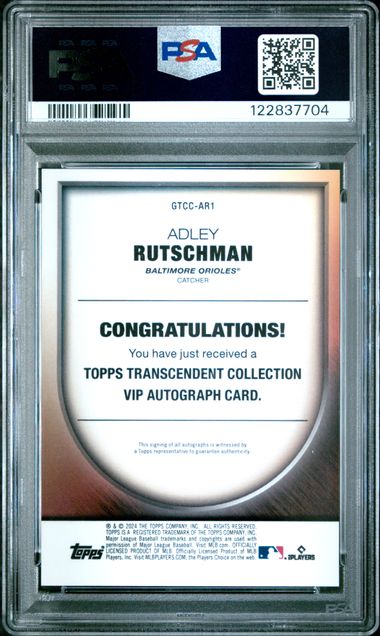 Adley Rutschman 2023 Topps Transcendent Collection VIP Auto #'d /25 PSA 10
